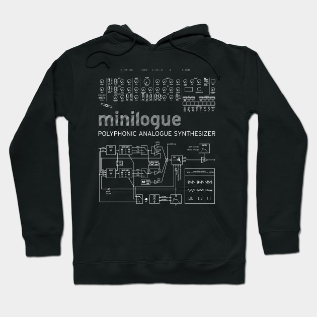 Minilogue White Scheme Hoodie by Synthshirt
